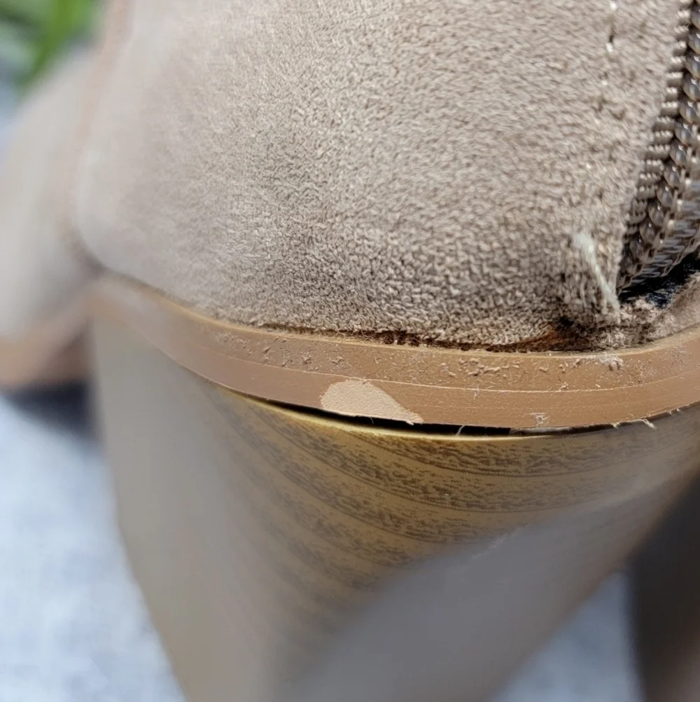 Yoki | Vella Tan Faux Suede Booties with Side Cutouts